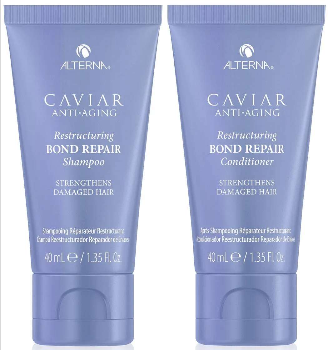 Alterna Haircare Caviar Anti-Aging Restructuring Bond Repair Shampoo and Conditioner, 1.35 Fl Oz (Pack of 2)