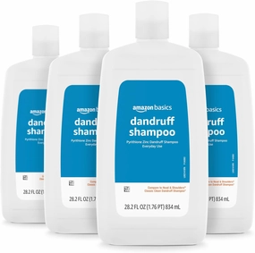 Amazon Basics Dandruff Shampoo for Normal to Oily Hair, 28.2 Ounce (Pack of 4)