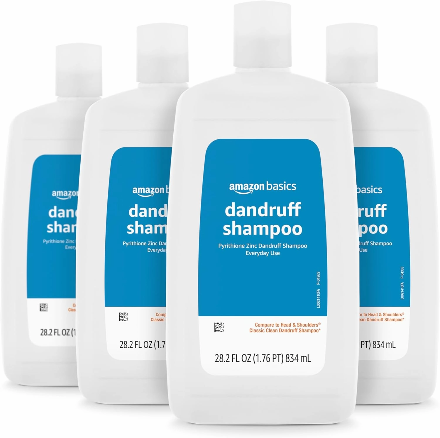 Amazon Basics Dandruff Shampoo for Normal to Oily Hair, 28.2 Ounce (Pack of 4)