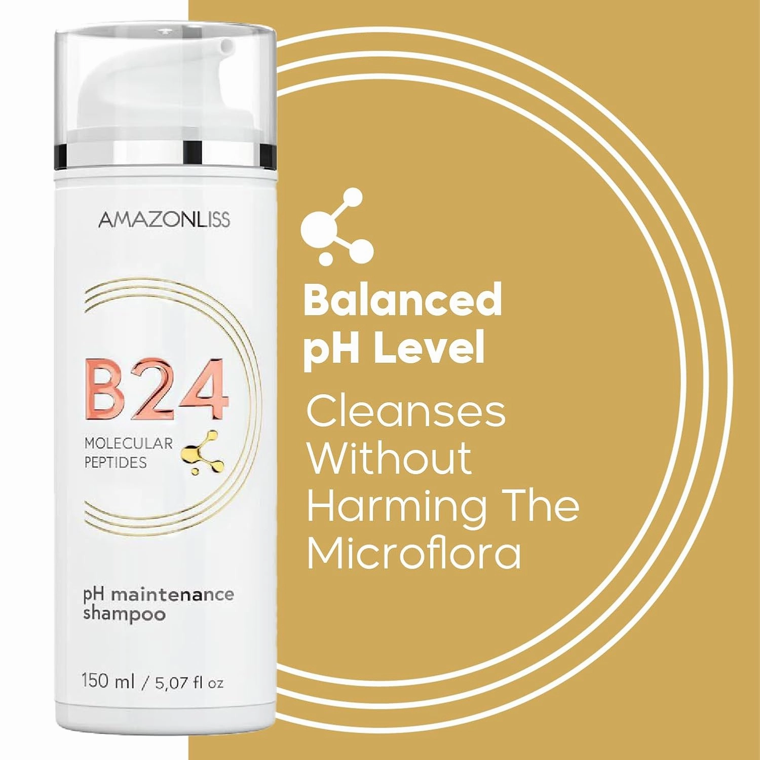 Amazonliss B24 Molecular Peptides Shampoo – pH Maintenance, High Foaming, Sulfate-Free, Repairs & Strengthens Damaged Hair – Brazilian Hair Care – 5.07 Fl Oz – For All Hair Types