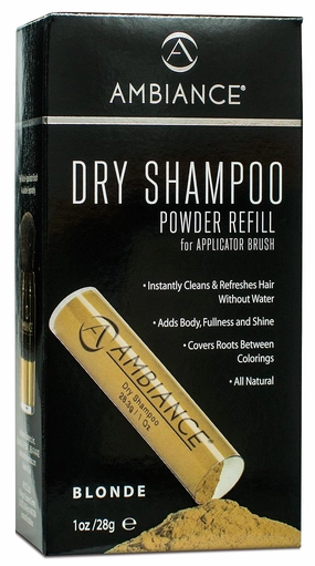 Ambiance Dry Shampoo–3-in-1 Cleans, Covers & Conceals. Absorbs Oil to Refresh Hair, Boosting Body & Shine. Covers Roots & Gray Between Colorings. (Refill Only, Blonde)