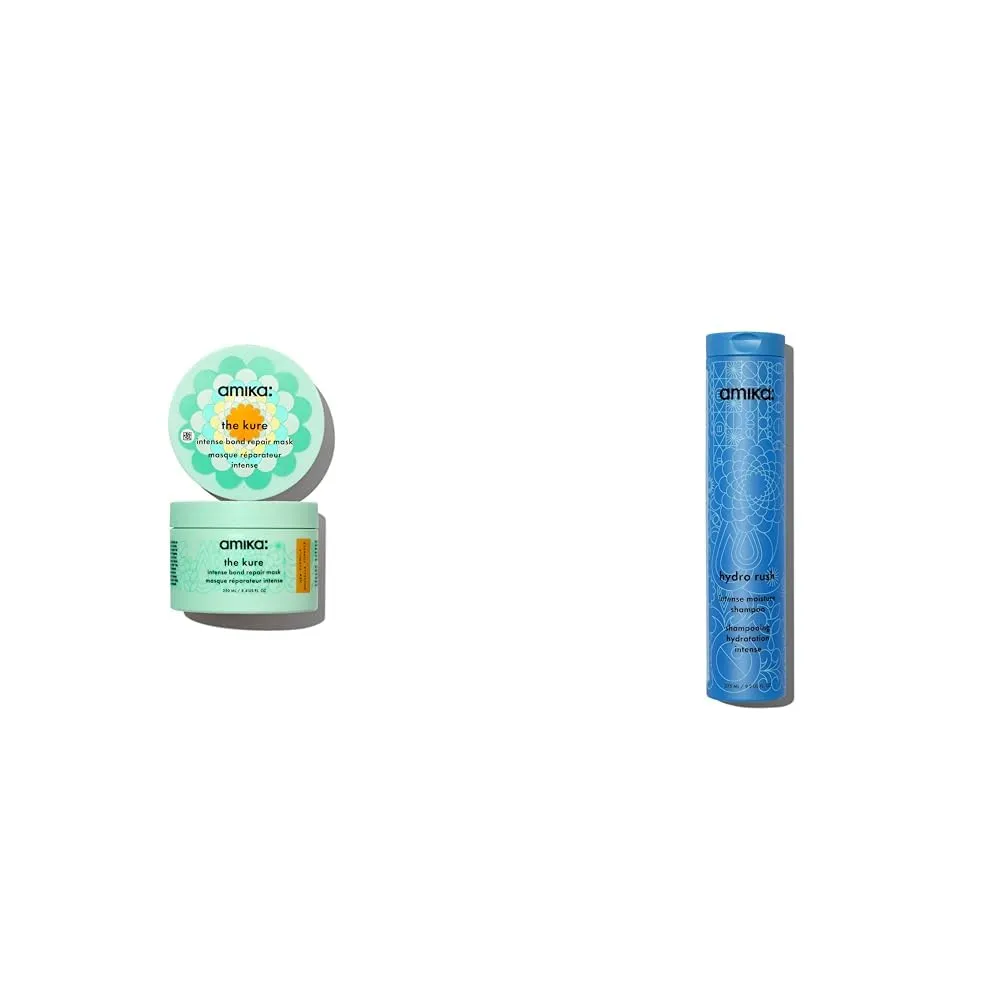 Amika intense bond repair mask 250ml, hydro rush moisture shampoo 275ml