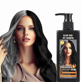 Ammonia-Free Black Hair Dye Shampoo 3 IN 1 for Gray Hair Coverage,Herbal Ingredients Black Hair Color Shampoo for Women & Men,Non-Staining Scalp Gentle Hair Dye for All Hair Types 200ML