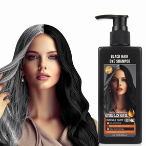 Ammonia-Free Instant Black Hair Dye Shampoo for Gray Coverage,Non-Staining scalp Long-Lasting Natural Black Hair Color Shampoo for Men/Women,Gentle Dye for Damaged Hair