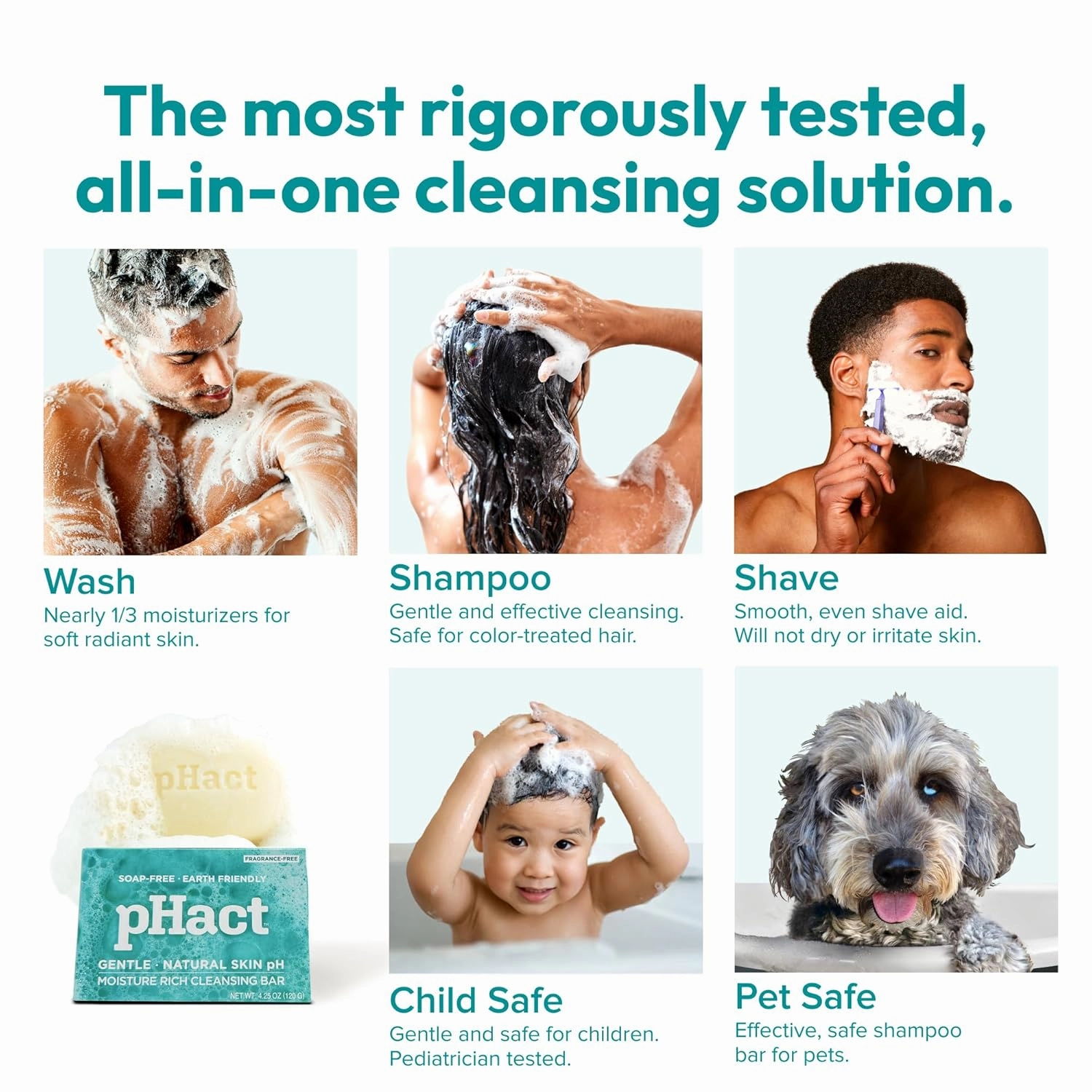 ANDREW LESSMAN pHact Moisture-Rich, Soap-Free Cleansing Bar. Natural Skin pH. Fragrance-Free. All Skin Types - Even Sensitive Skin. Hypoallergenic. Dermatologist Tested. 3 Pack 4.25 oz each