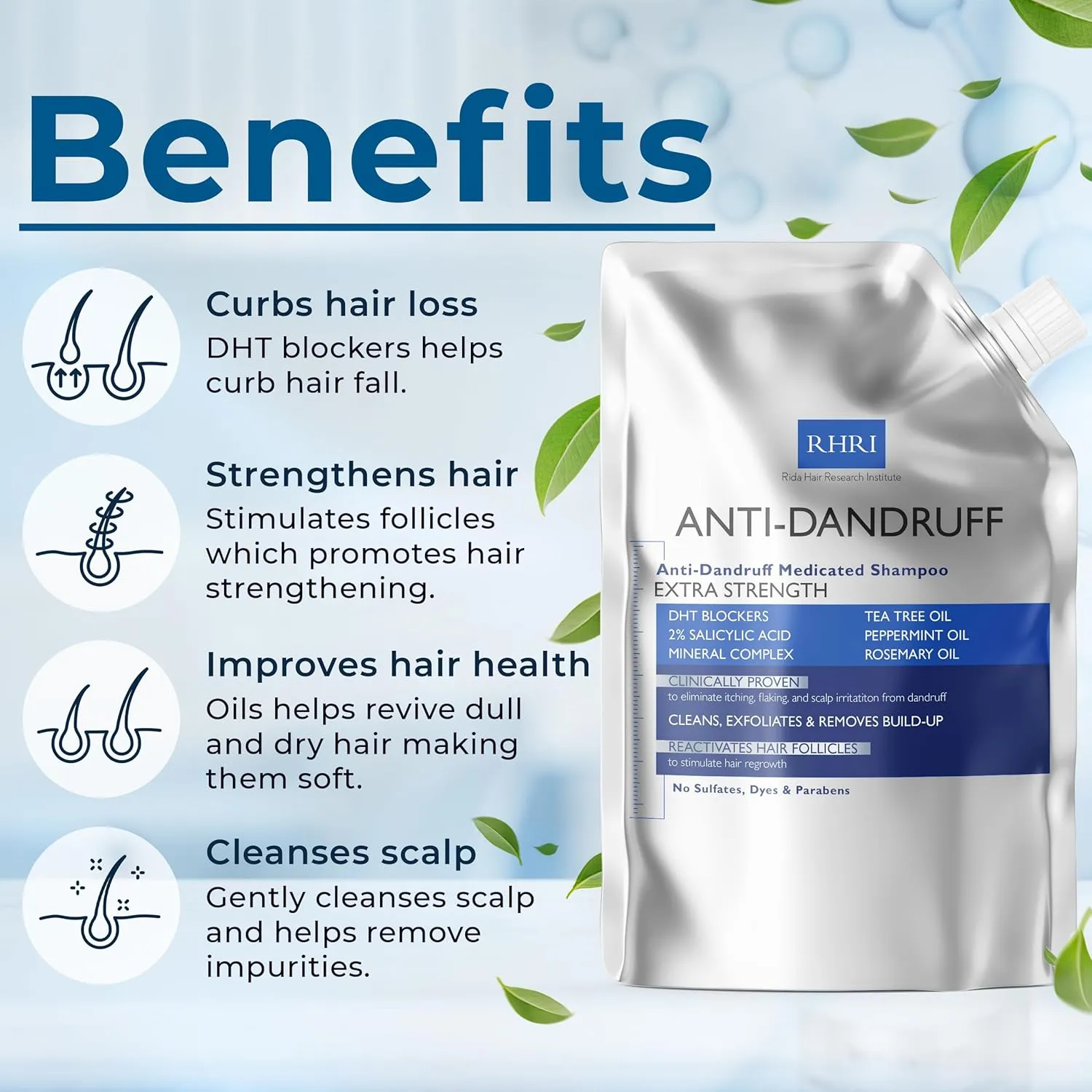 Anti Dandruff Shampoo Anti Fungal Dandruff Mens Shampoo | Medicated, Clarifying, Psoriasis & Biotin Shampoo w/Salicylic Acid | For Dry, Itchy, Flaky, Irritated Scalp & Hair