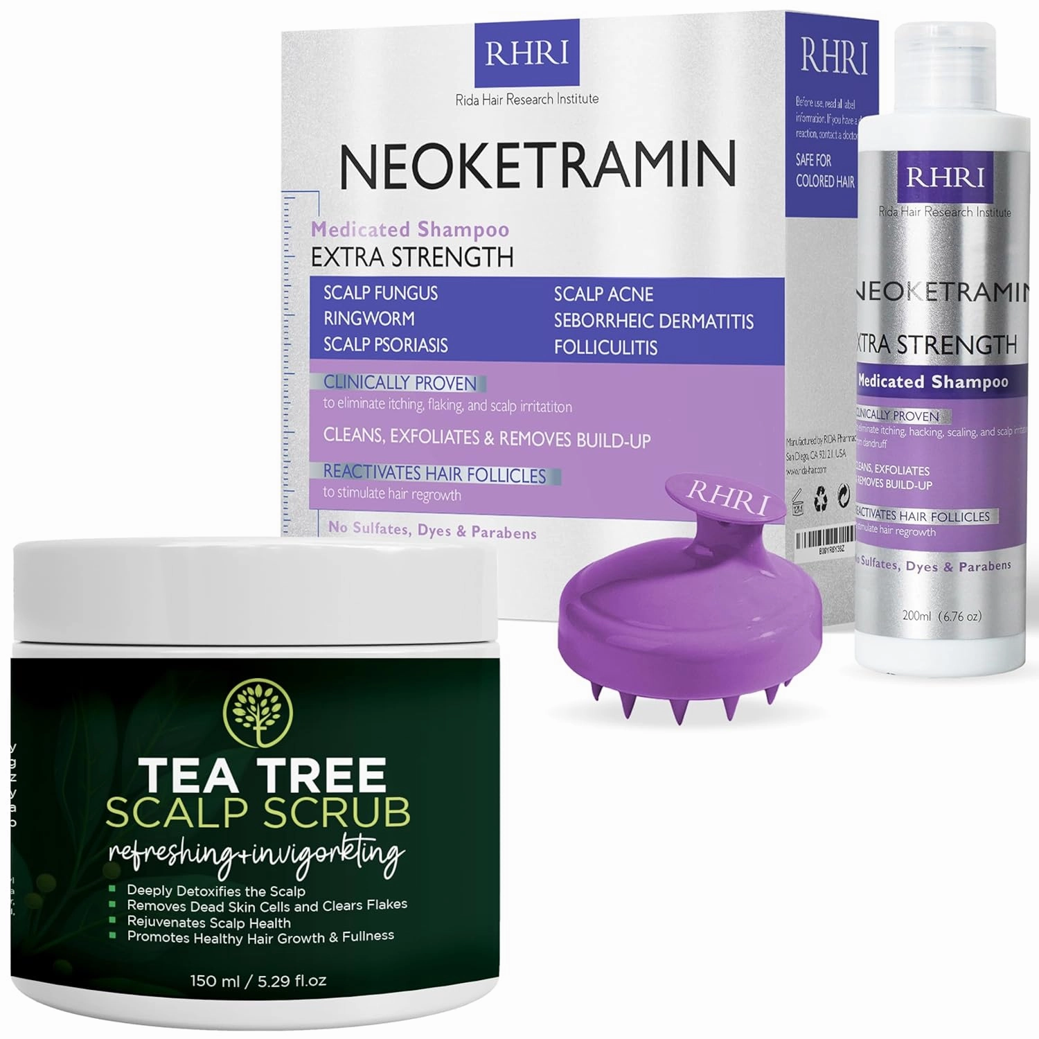 Anti Fungal Shampoo for Men & Women   Tea Tree Scalp Scrub Folliculitis Shampoo for Dry Scalp, Psoriasis, Ringworm | for Itchy, Flaky & Irritated Scalp | No Paraben & Sulphate | w/Dandruff Brush