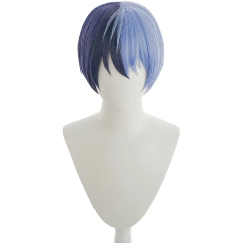 Aoyagi Toya Cosplay wig Black purple &light blue 26cm(Blackpurple&light blue(Aoyagi Toya))