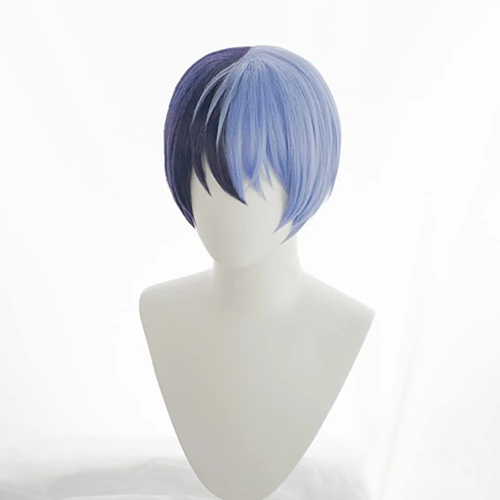 Aoyagi Toya Cosplay wig Black purple &light blue 26cm(Blackpurple&light blue(Aoyagi Toya))