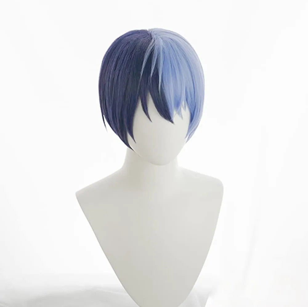 Aoyagi Toya Cosplay wig Black purple &light blue 26cm(Blackpurple&light blue(Aoyagi Toya))