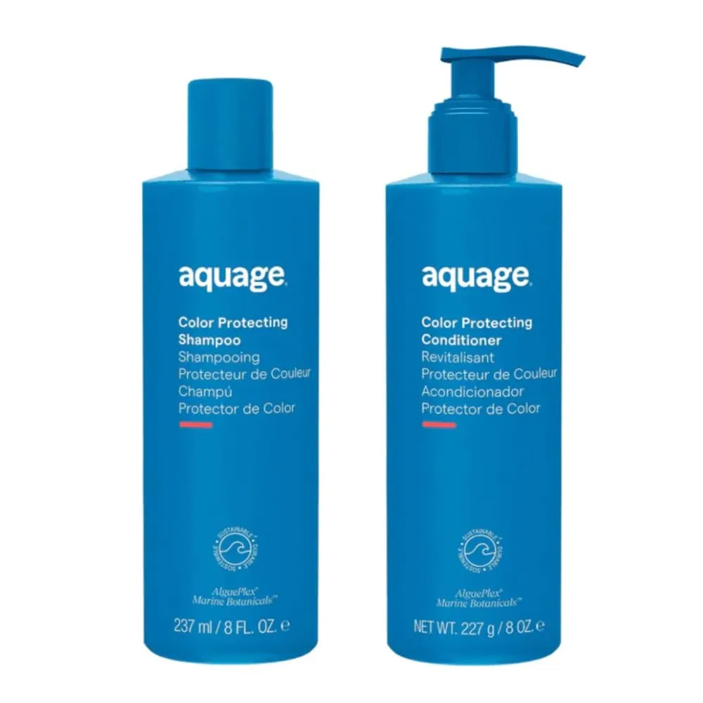 AQUAGE Color Care Regimen Bundle, Color Protecting Shampoo & Conditioner, Restore Health and Shine, Maintain Color Treated Hair, 8 Oz. Each