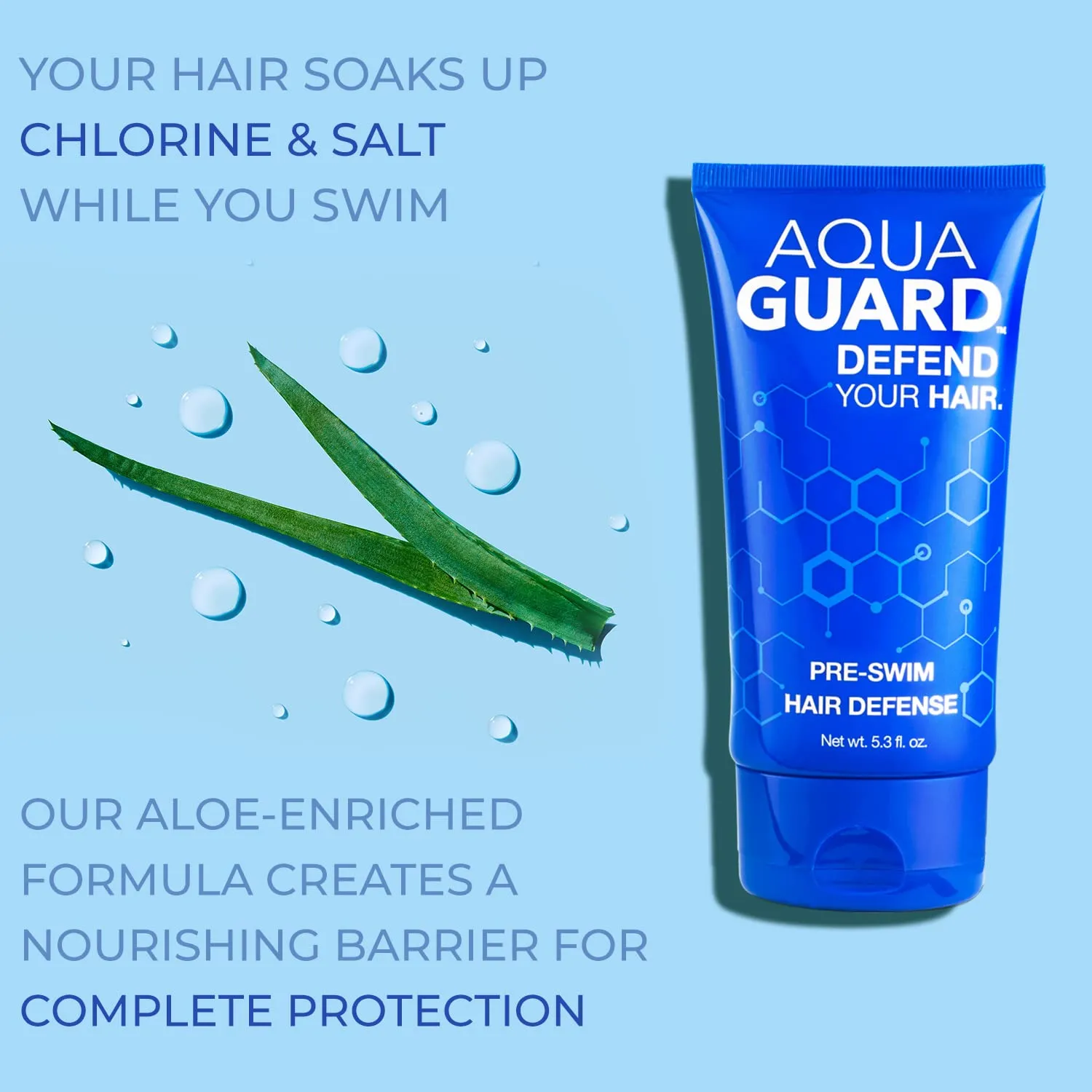 AquaGuard Pre-Swim Hair Defense | Prevents Chlorine Damage   Softens Hair | Made in California | Color Safe, Great Scent | 5.3 oz (2 Pack)