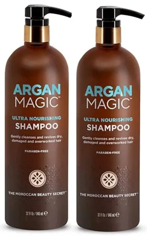 Argan Magic Ultra Nourishing Shampoo - Argan Oil and Antioxidants to Nourish and Restore Damaged and Over-Processed Hair Types | Made in USA, Paraben Free, Cruelty Free (32 oz, 2 Pack)