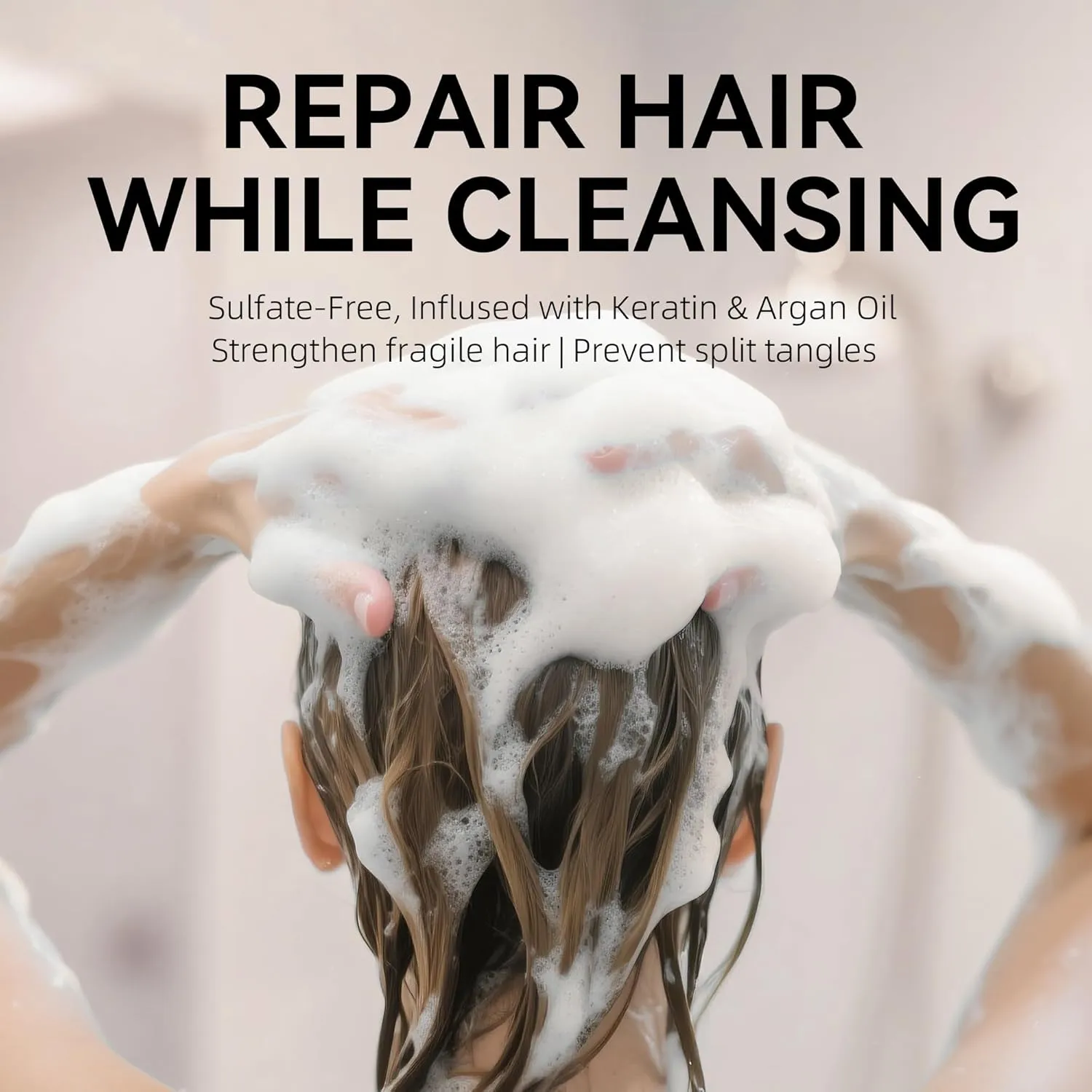 Argan  Repairing Shampoo | Argan Oil & Keratin for Dry, Damaged & Brittle Hair | Deep Nourishing & Strengthening | Sulfate-Free, Color-Safe & Frizz Control | 18 fl oz
