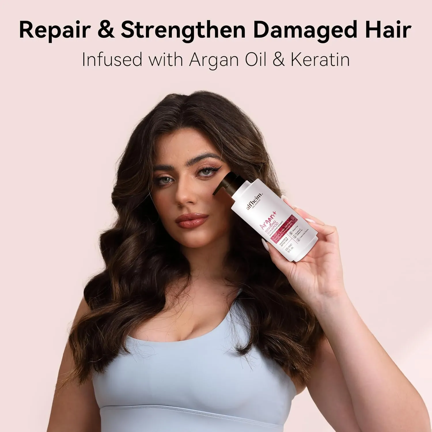 Argan  Repairing Shampoo | Argan Oil & Keratin for Dry, Damaged & Brittle Hair | Deep Nourishing & Strengthening | Sulfate-Free, Color-Safe & Frizz Control | 18 fl oz
