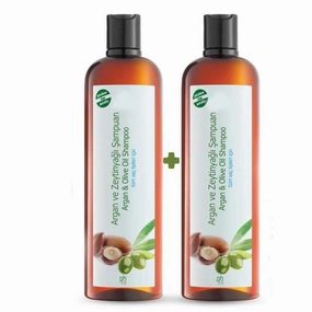 Argan & Olive Oil Natural Shampoo - Intensive Moisturizing and Nourishing Care Against Hair Loss For Shiny and Strong Hair, 100% Turkish Made, 2 pcs