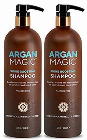 ARGAN MAGIC Shine Boosting Shampoo - Gently Cleanses and Restores Hair to Calm Frizz and Boost Shine | Made in USA, Paraben Free, Cruelty Free (32 Ounce / 2 Pack)