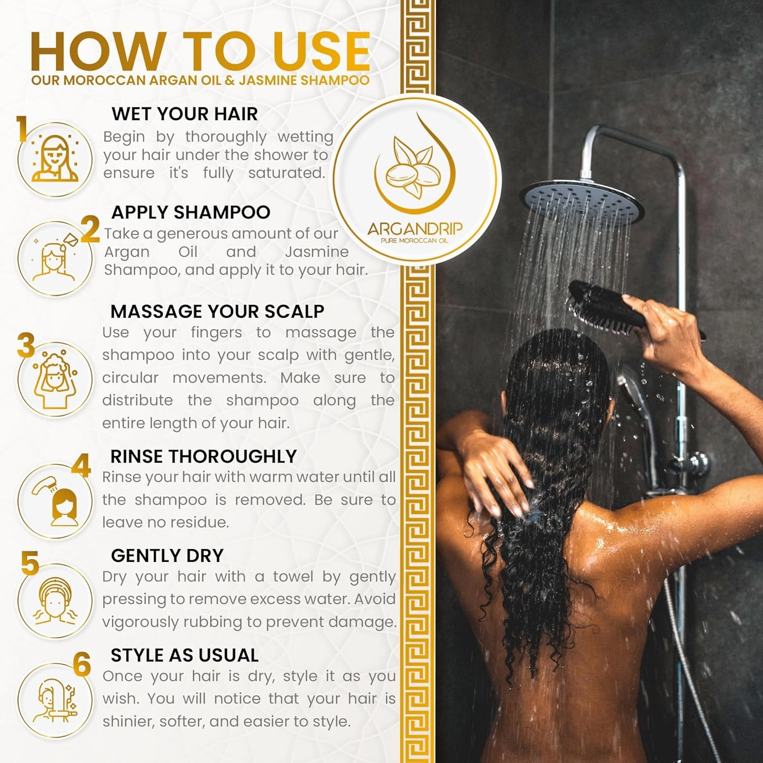 Argan Oil & Jasmine Shampoo - Hydrating, Nourishing, Detangling - Promotes Shine & Hair Growth for All Hair Types for Women and Men