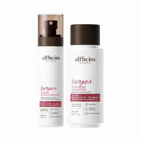 Argan Repairing Shampoo & Leave-In Spray 2-Piece Set, Sulfate-Free & Paraben-Free with Argan Oil, Hydrolyzed Keratin, Hyaluronic Acid & Niacinamide for Deep Repair, Hydration & Frizz Control