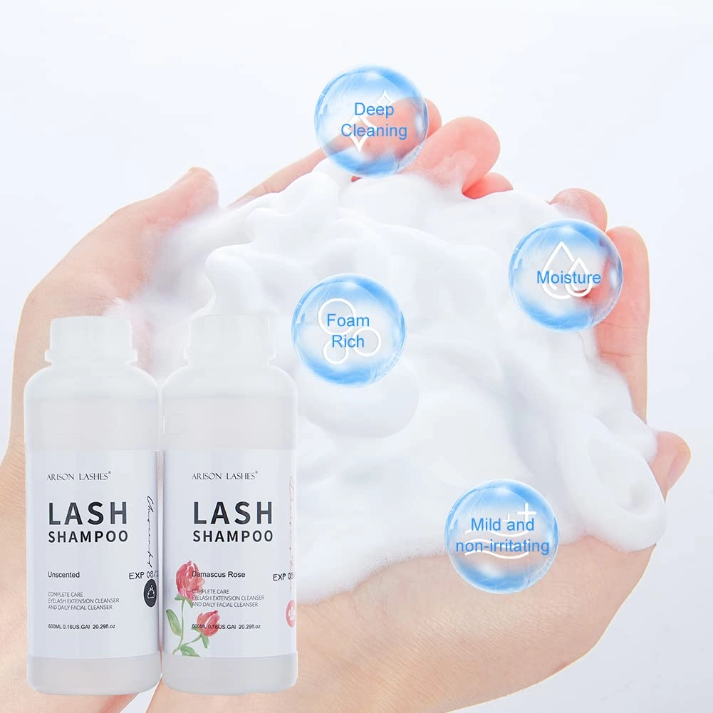 Arison Eyelash Eyelash Extension Shampoo 600ml / Eyelid Foaming Cleanser/Wash for Extensions and Natural Lashes/Paraben & Sulfate Free Safe Makeup & / Professional & Self Use (unscented)…