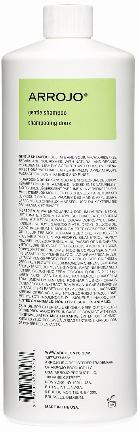 Arrojo Gentle Shampoo – Sulfate Free Shampoo with Vitamin B5, Coconut, Avocado & Sesame Seed Oils – Moisturizing Cleanser for Keratin-Treated & Damaged Hair