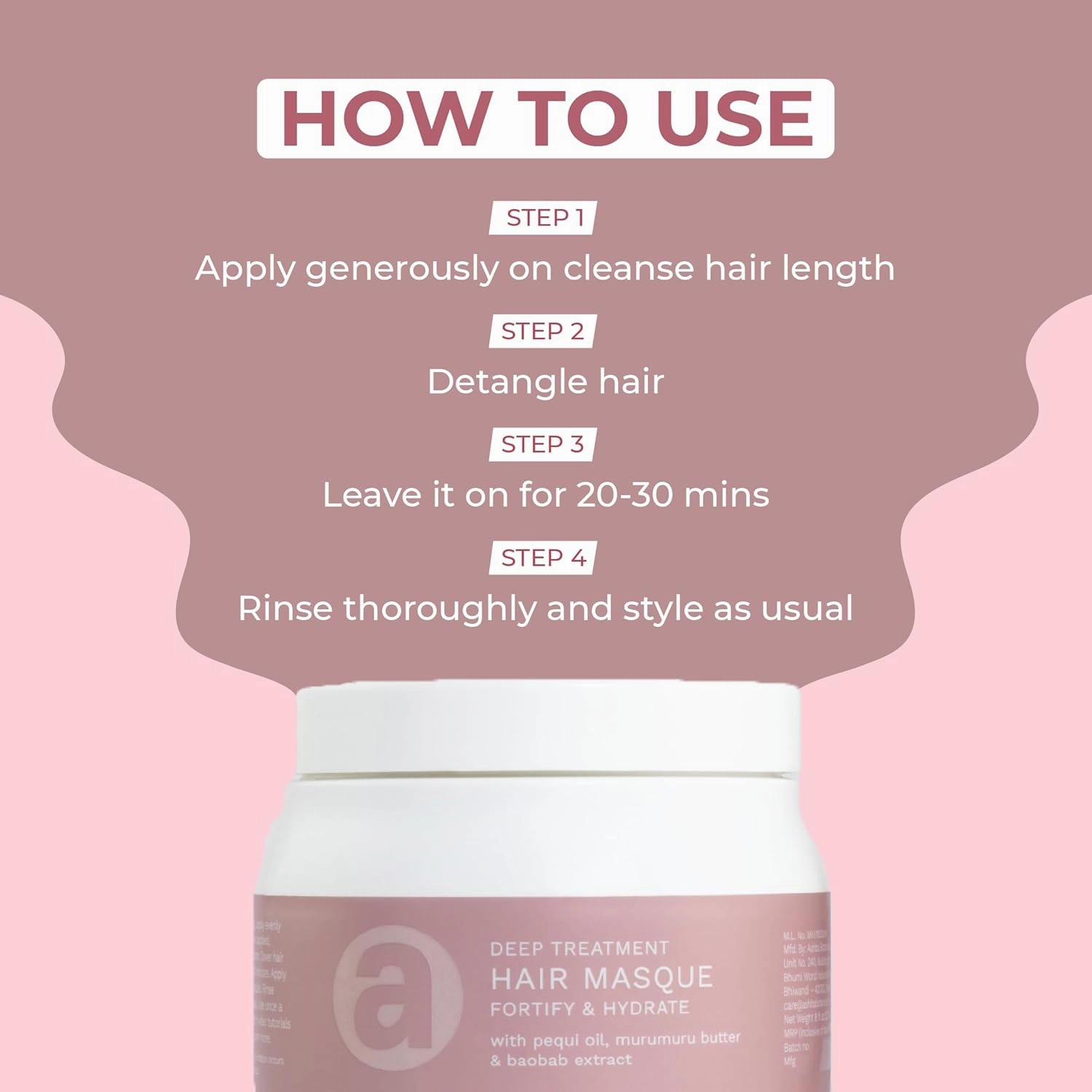 Ashba Botanics Deep Treatment Hair Mask For Dry Frizzy Hair | Provides Deep Conditioning, Shiny Hair | With Shea Butter, Argan Oil, Rosemary | Hair Mask for Curly Hair, Protects From UV - 8 Fl Oz