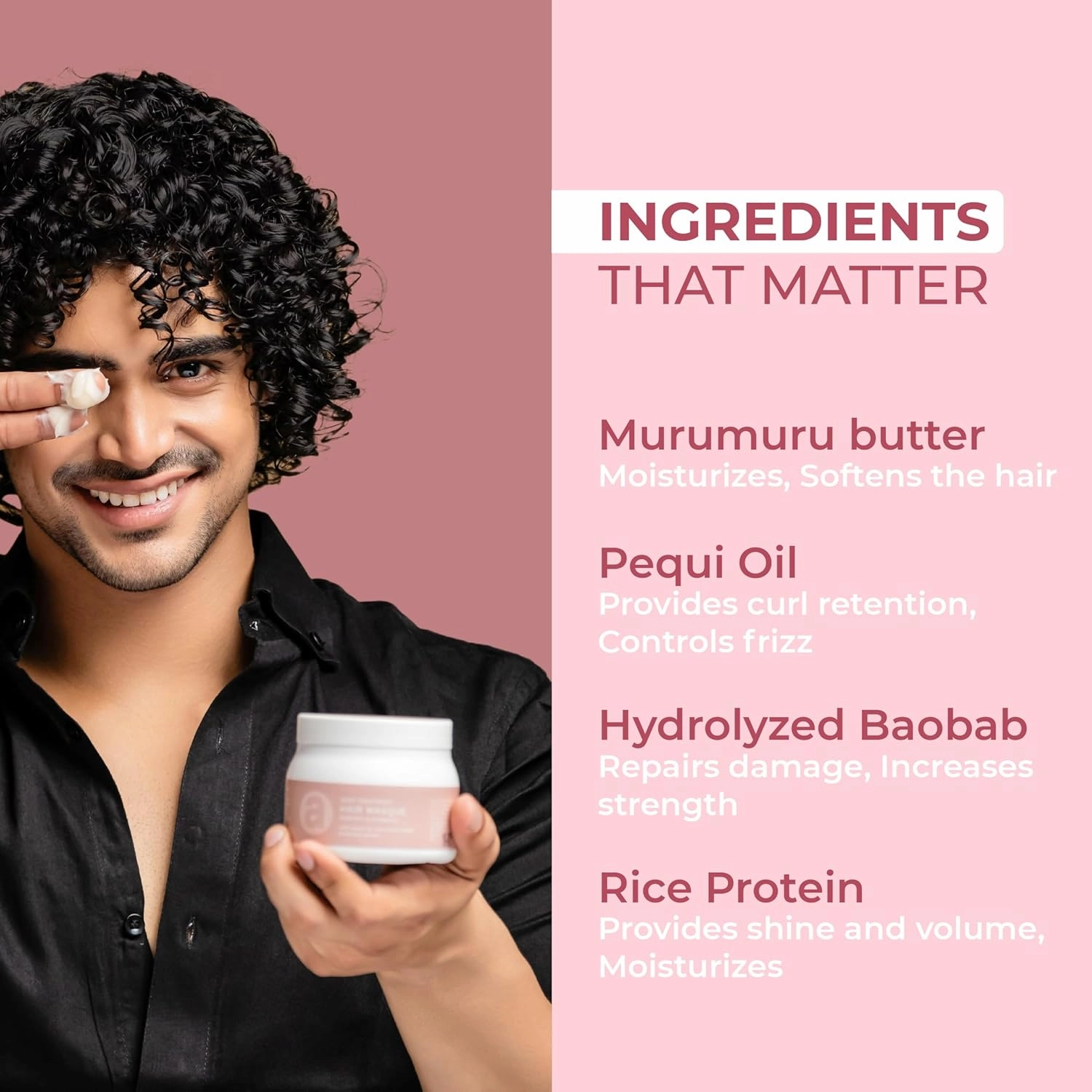 Ashba Botanics Deep Treatment Hair Mask For Dry Frizzy Hair | Provides Deep Conditioning, Shiny Hair | With Shea Butter, Argan Oil, Rosemary | Hair Mask for Curly Hair, Protects From UV - 8 Fl Oz