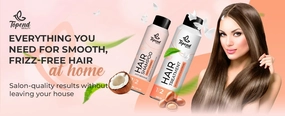 At Home Keratin Treatment Kit (18.5 Oz/470ml total pack) Organic Straightening product for Smoother, Shiner and frizz control for your Hair by Topend Beauty