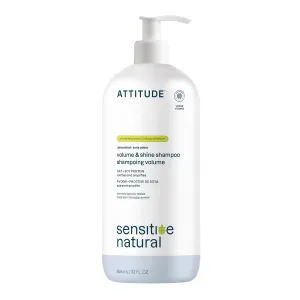 ATTITUDE Hair Shampoo for Sensitive Dry Scalp, EWG Verified, Soothing Oat, For Thin Hair, Naturally Derived Ingredients, Vegan and Plant-Based, Volume and Shine, Unscented, 32 Fl Oz