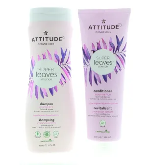 ATTITUDE Super Leaves Moisture Rich Shampoo & Conditioner Bundle With Quinoa, Vitamin B5, Jojoba, Indian Cress, Watercress & Jasmine, Guava, 16   8 Fl Oz, 2 Count