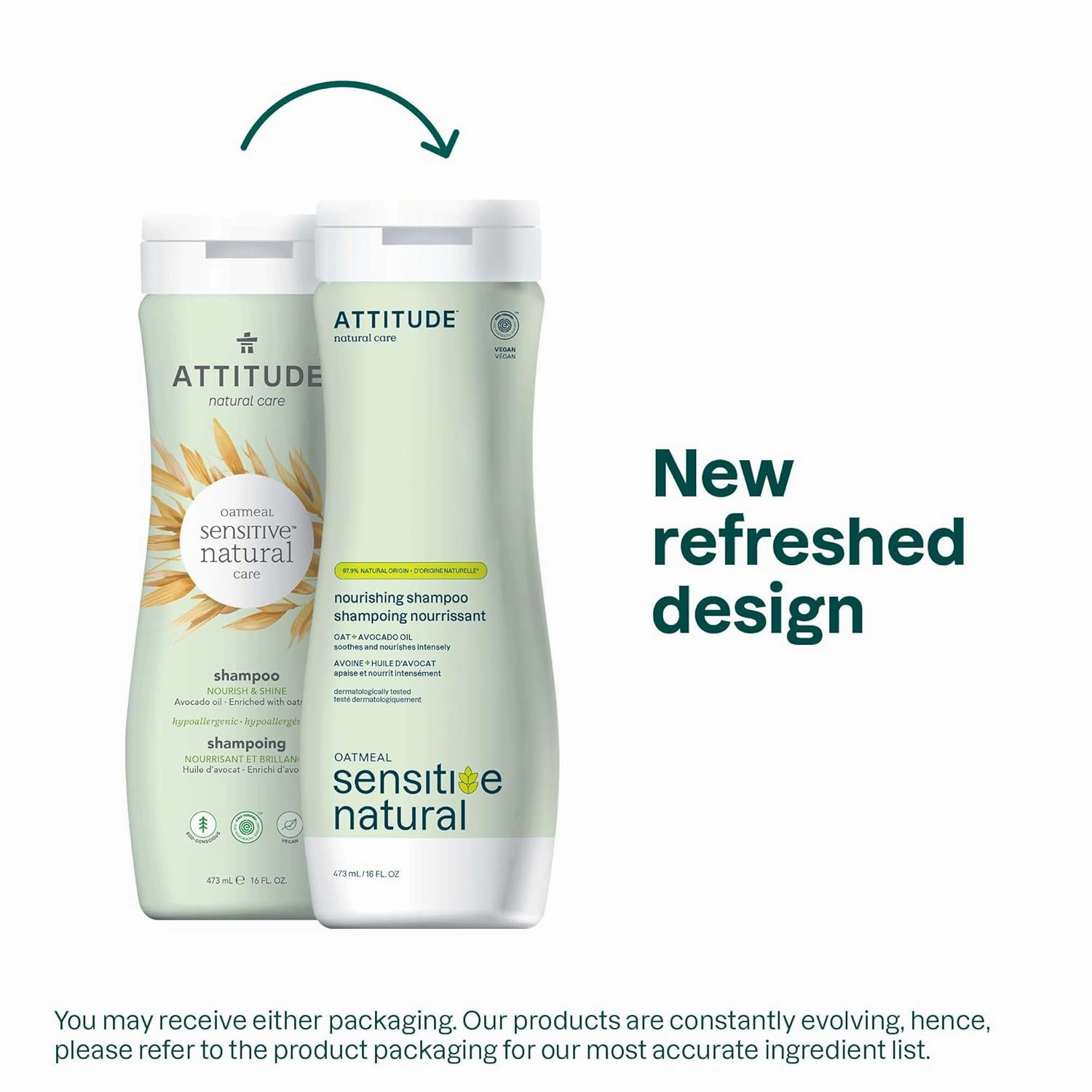 ATTITUDE Hair Shampoo for Sensitive Dry Scalp, EWG Verified, Soothing Oat, Dry and Damaged Hair, Naturally Derived Ingredients, Vegan and Plant-Based, Nourishing, Avocado Oil, 16 Fl Oz (Pack of 6)
