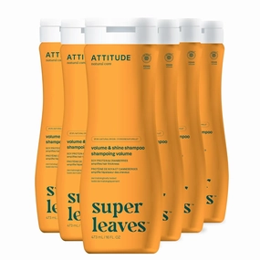 ATTITUDE Volume and Shine Hair Shampoo, EWG Verified, For Thin Hair, Naturally Derived Ingredients, Vegan and Plant Based, Soy Protein and Cranberries, 16 Fl Oz (Pack of 6)