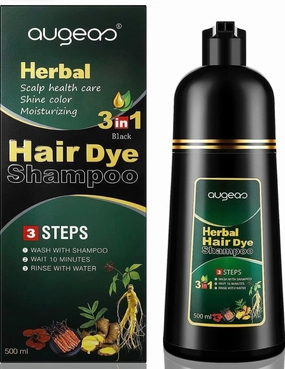 AUGEAS 500ML Black Permanent Hair Color Shampoo, 3 IN 1 Organic Herbal Natural Fast Coloring Shampoo for Men and Women to Cover Grey/White Hair (COFFEE)