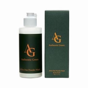 Authentic Green All In One Powder Wash Bottle ㅣ Gentle Natural Cleanser For Face ㅣ Refillable Skincare ㅣ Easy Dissolving Powder Formula ㅣ Daily Refreshing Skin Care ㅣ Botanical Extracts - 90g