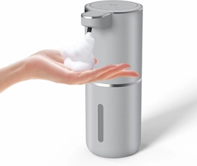 Automatic Soap Dispenser – Touchless Foaming Soap Dispenser 400ml USB Rechargeable Dispenser Electric Wall Mounted 4levels Adjustable Foam Soap Dispenser Pump for Bathroom Kitchen(Silver)