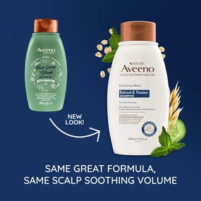 Aveeno Fresh Greens Blend Natural Volumizing Shampoo, Cucumber, Rosemary, for Fine Hair, 12 fl oz (Pack of 2)