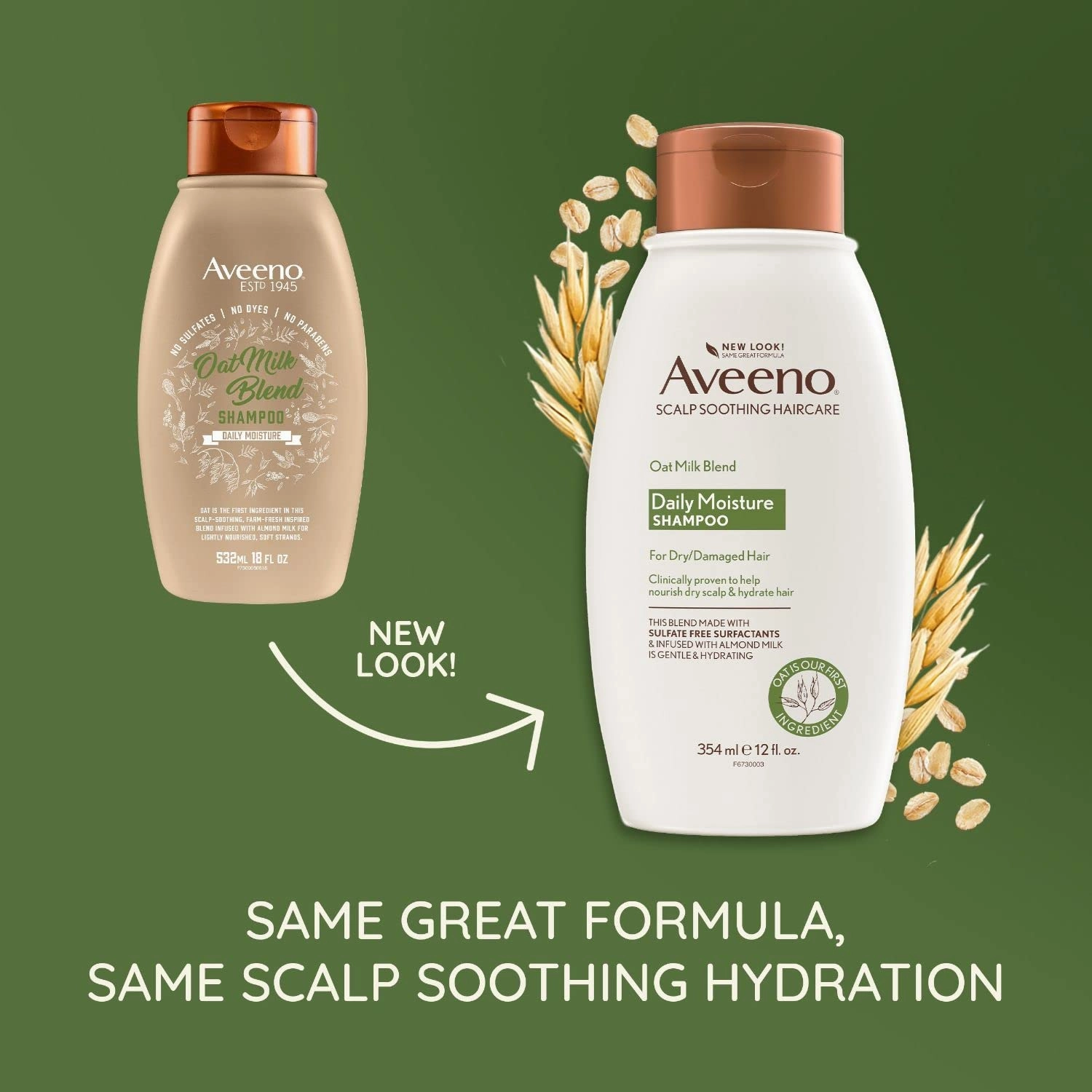 Aveeno Oat Milk Blend Moisturizing Shampoo, Ultra-Hydrating, for Dry, Damaged Hair, 12 fl oz (Pack of 2)