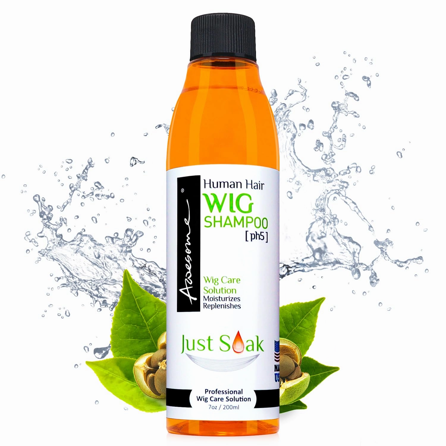 Awesome Human Hair Wig Shampoo, pH5, Wig Care Solution, Adds Body & Volume, Promotes Silkiness and Shine, Detangle Wig & Easy Combing, Provides Freshness Feeling (7 fl oz)