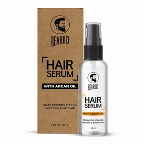 B e a r d o Hair Serum 50ml for Instant Shine & Anti-frizz with Argan Oil, Made for Men's Hair, Super Light-weight | Provides shine, smoothness and damage protection