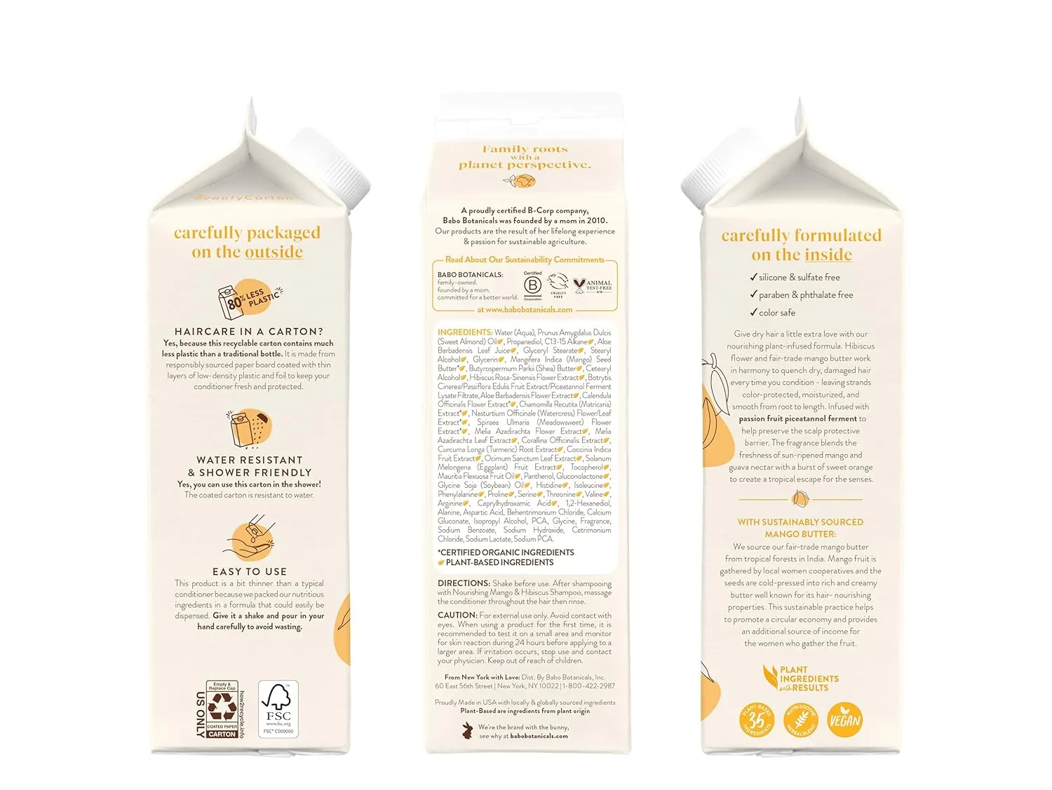 Babo Botanicals Nourishing Mango & Hibiscus Shampoo   Bundle with Conditioner- For Dry, Damaged, Color-Treated Hair – Moisturize & Soften - Passion Fruit Ferment for scalp