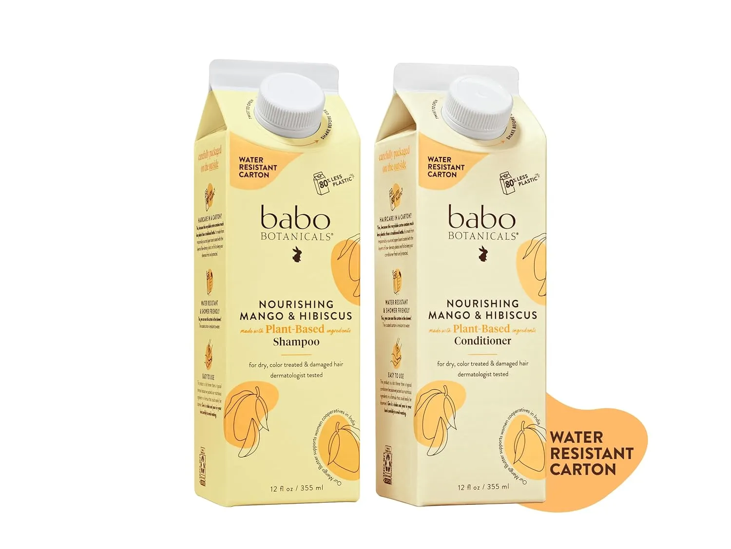 Babo Botanicals Nourishing Mango & Hibiscus Shampoo   Bundle with Conditioner- For Dry, Damaged, Color-Treated Hair – Moisturize & Soften - Passion Fruit Ferment for scalp