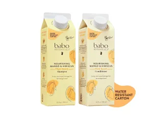 Babo Botanicals Nourishing Mango & Hibiscus Shampoo   Bundle with Conditioner- For Dry, Damaged, Color-Treated Hair – Moisturize & Soften - Passion Fruit Ferment for scalp