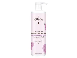 Babo Botanicals Smoothing Berry 2-in-1 Shampoo & Wash - Detangling & Nourishing - Eliminates Frizz & Prevents Static - Evening Primrose Oil - For all ages - Light Berry Fragrance- Vegan
