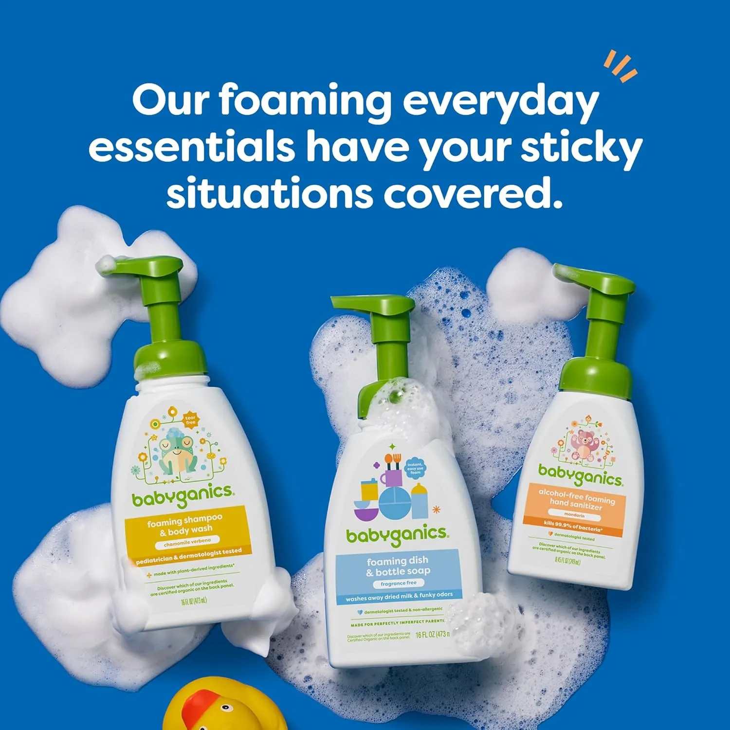Babyganics Baby Shampoo   Body Wash Pump Bottle, Chamomile Verbena, 16oz, 3 Pack