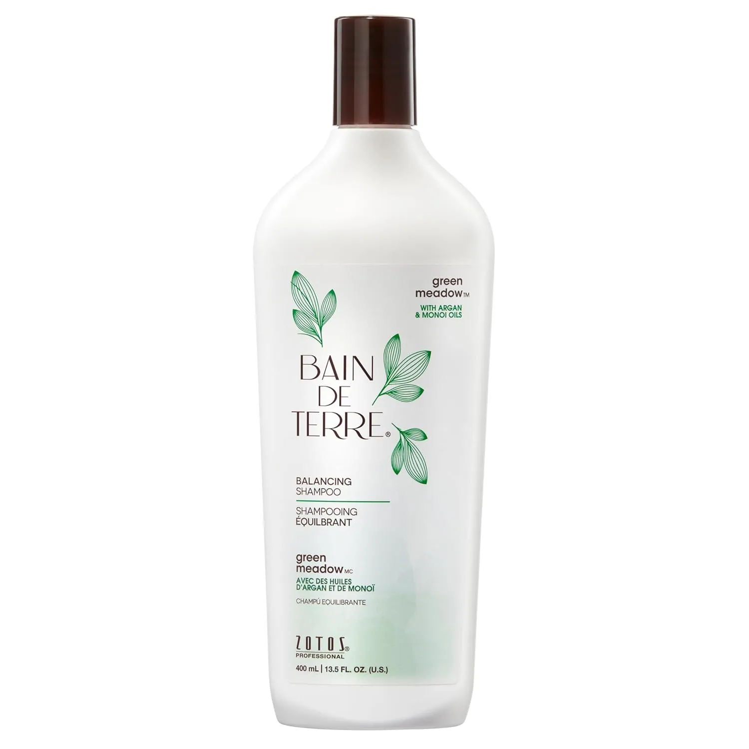 Bain de Terre Green Meadow Balancing Shampoo, Gentle Cleansing for Soft, Silky Hair with Argan & Monoi Oils, Paraben-Free, Color-Safe