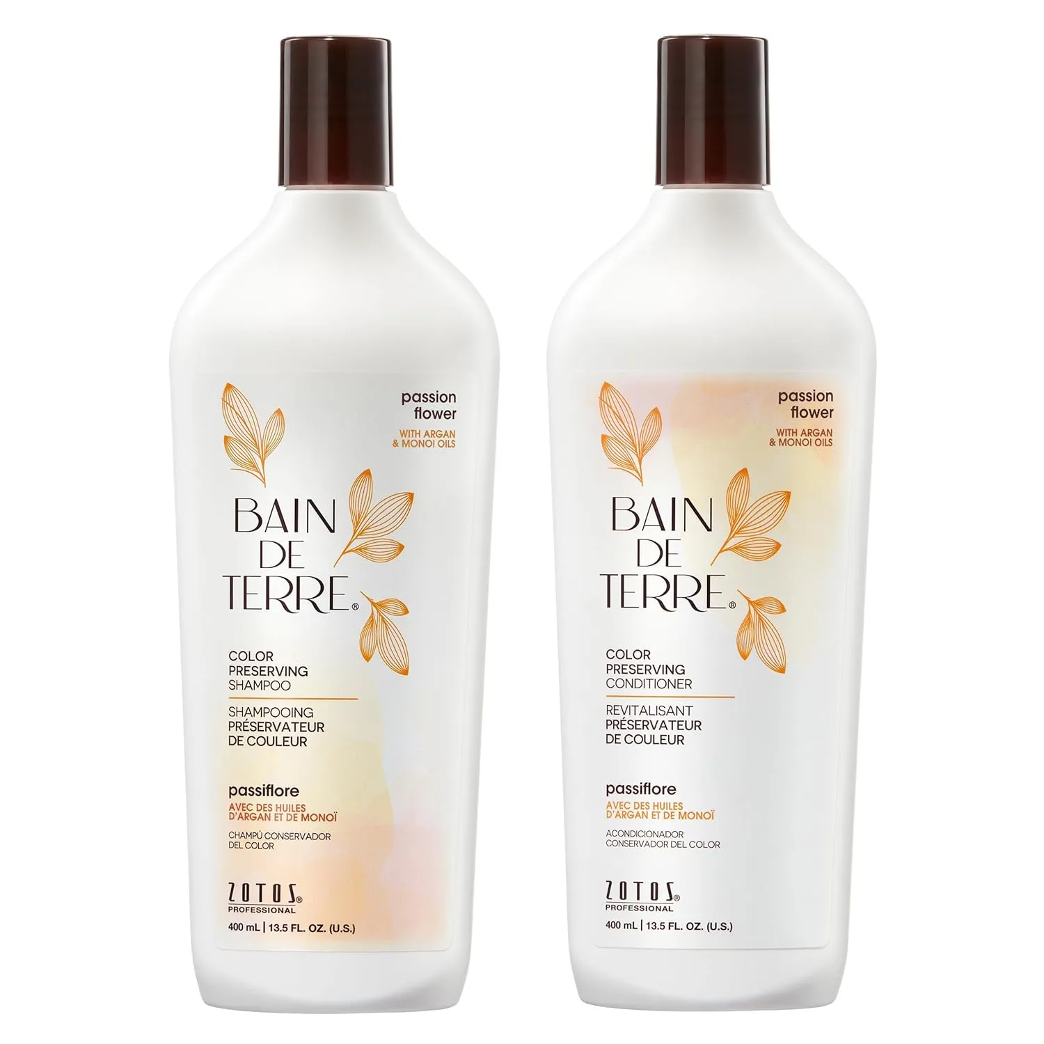Bain de Terre Passion Flower Color Preserving Shampoo, for Vibrant Color & Protection from Fading, with Argan & Monoi Oils, Paraben-free, Vegan