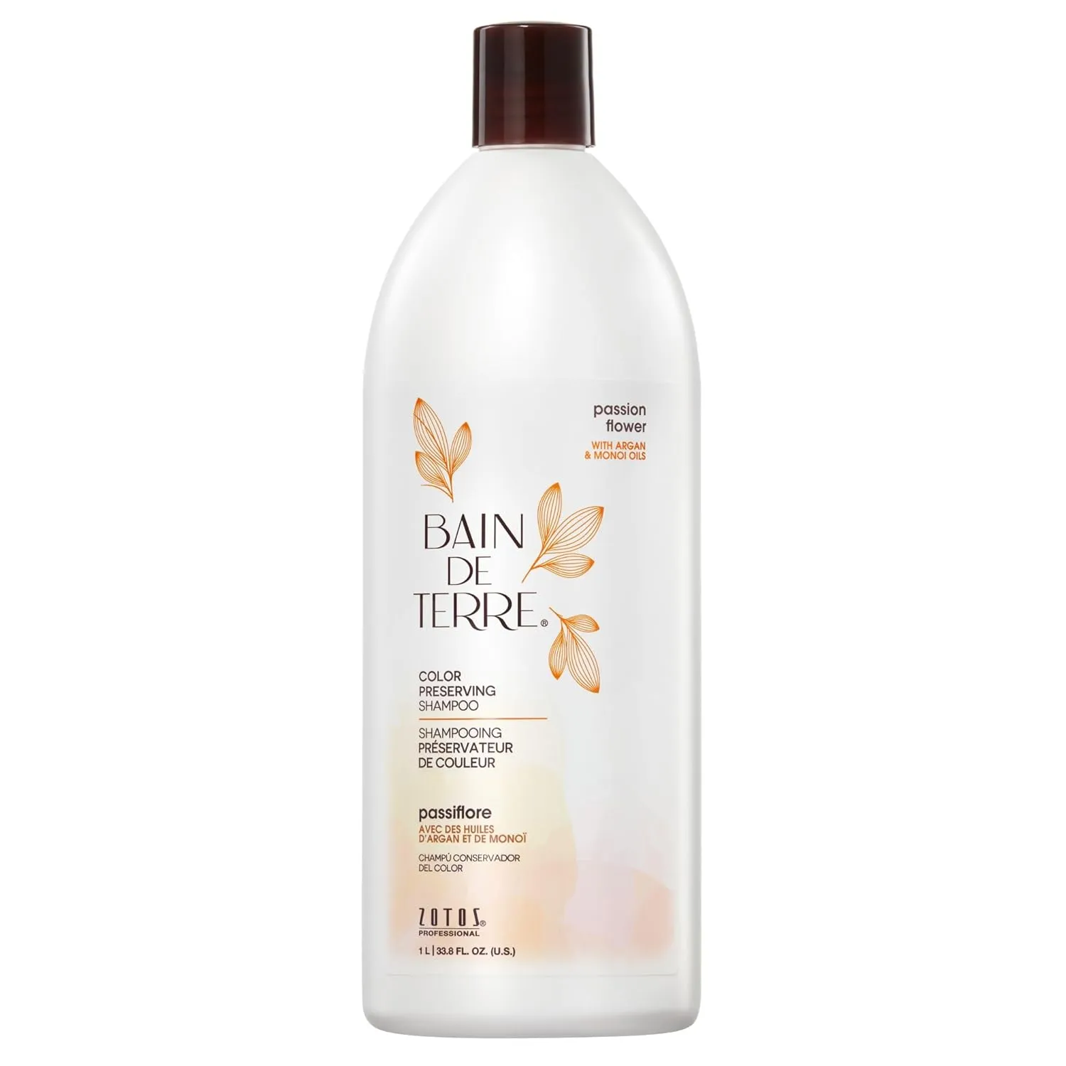 Bain de Terre Passion Flower Color Preserving Shampoo, for Vibrant Color & Protection from Fading, with Argan & Monoi Oils, Paraben-free, Vegan