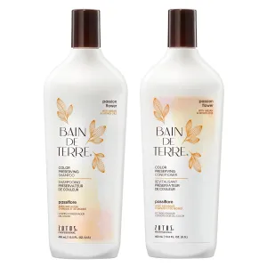Bain de Terre Passion Flower Color Preserving Shampoo, for Vibrant Color & Protection from Fading, with Argan & Monoi Oils, Paraben-free, Vegan