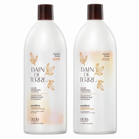 Bain de Terre Passion Flower Color Preserving Shampoo, for Vibrant Color & Protection from Fading, with Argan & Monoi Oils, Paraben-free, Vegan