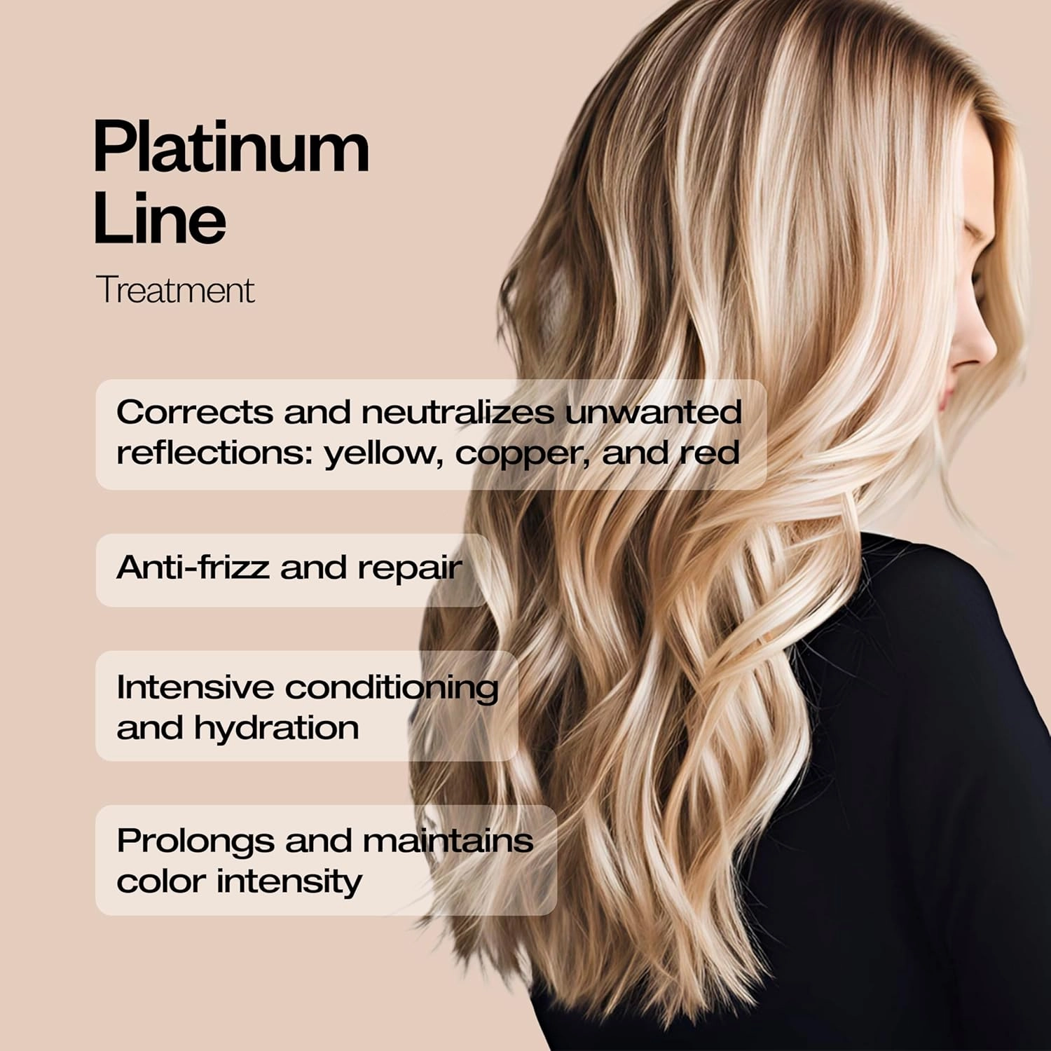 Bain Shampoo Platinum - 1000 ml - Purple Toning Shampoo - to Tone Down Grey or Bleached Hair - Eliminates Brassy Yellow Tones-Keratin Hair Treatment